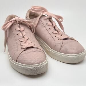 GREATS Brooklyn Royale Women’s Pink Perforated Leather Lace Up Sneakers Size 8.5